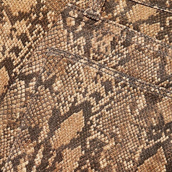 Frame Le High Straight-Leg Python-Print Coated Jeans 26 - Picture 4 of 13